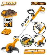 Motocoasa Electrica 20V CGTLI203285 – 8200 rpm, Diametru Taiere 300mm, Fir 1.6mm, Functie Edging cu Roata, Acumulator 2.0Ah + Incarcator