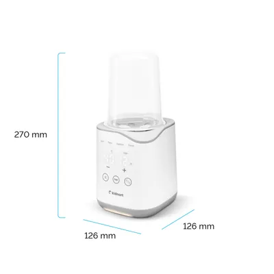 Incalzitor pentru biberoane, Kidnort Sothet White, design modern si compact, panou frontal dotat cu afisaj digital, dimensiune 12.6 x 27.0 cm