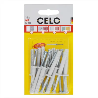 CELO Blister Nail plug NP 6-40 pre-assembled, FB flat rim plug cu countersunk surub (PZ2), zincat