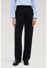 Pantaloni eleganti din amestec de lana cu pensa - Negru