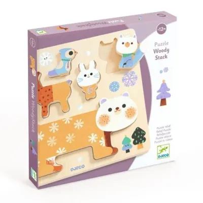 Puzzle lemn animale simpatice, Djeco