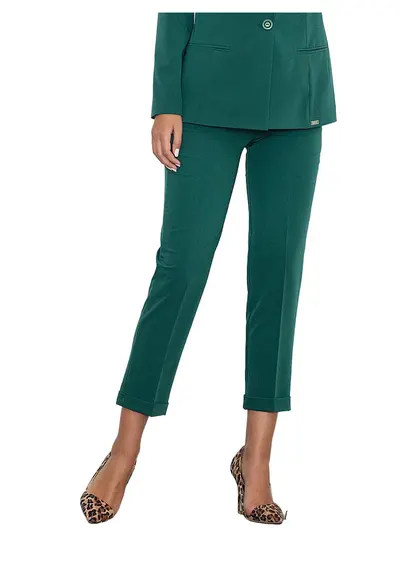 Pantaloni dama M552 - verzi - talie inalta - poliester/viscoza