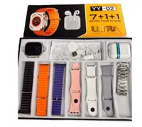 Set Cadou Smartwatch YY02 cu 7 Bratari incarcator Wireless si Casti Bluetooth