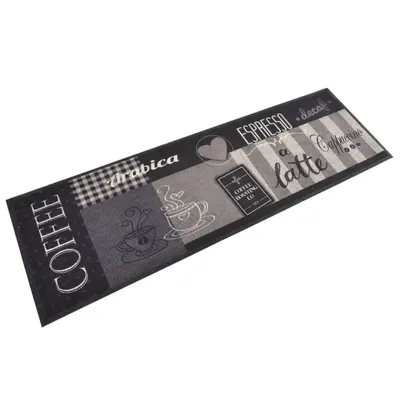 vidaXL Covor de bucătărie lavabil Coffee, negru, 60x180 cm, catifea