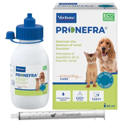 Pronefra, supliment nutritional pentru sustinerea functiei renale la caini si pisici, 60 ml
