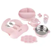 Set Diversificare Din Silicon Nurio , 9 Piese, Roz