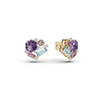 Cercei din aur galben cu pietre pretioase si semipretioase de 3.5ct