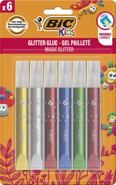 Lipici cu sclipici BIC Kids - Metalic, 6 culori
