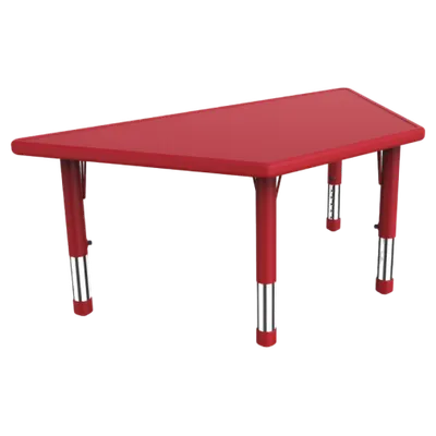 Masa trapezoidala rosie din plastic reglabila marimea 1-3 pentru gradinita