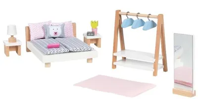 Set de mobilier pentru casă de păpuși Goki - Dormitor, 18 piese