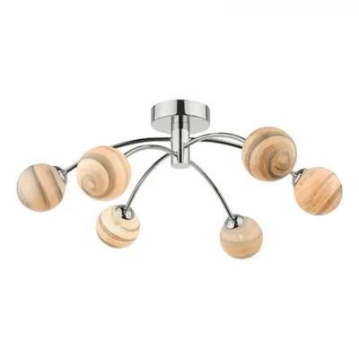 Plafoniera Izzy 6 Light Semi Flush Polished Chrome Planet Glass
