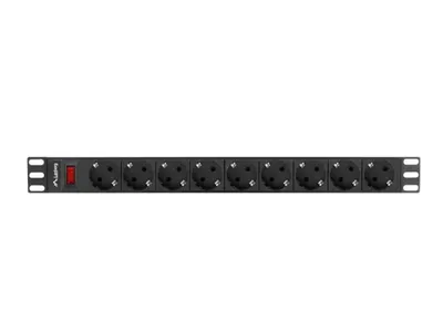 Unitate distributie alimentare PDU 19", 1U, 16A, 9 prize , negru