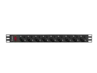 Unitate distributie alimentare PDU 19", 1U, 16A, 9 prize , negru