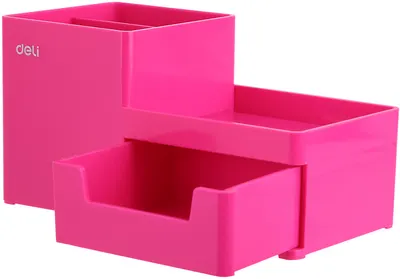 Organizator pentru birou Deli Rio - EZ25140, 3 compartimente, ciclam