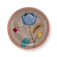 Farfurie pentru ceai, din porțelan, Pip Studio, Khaki, 9 cm, colecția Blooming Tales
