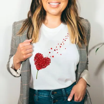 Tricou Dama Alb "Dandelion Heart" Engros