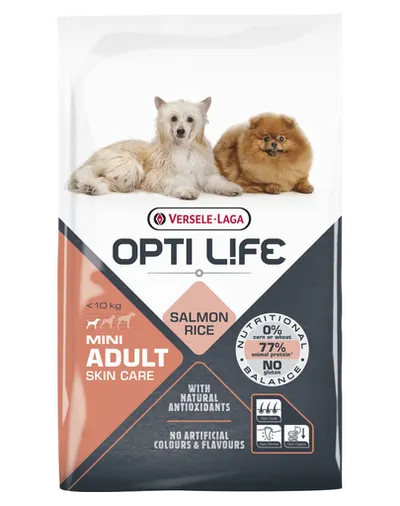 VERSELE-LAGA Opti Life Adult Skin Care Mini hrana uscata caini adulti talie mica, cu probleme ale pielii 7,5 kg