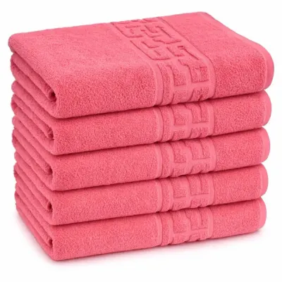 Set 5 prosoape mari 70x130cm, din 100% bumbac pakistanez, 500g, Corai