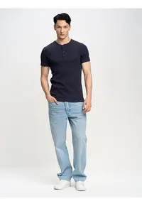 Tricou barbati Basicag 403 - bleumarin - bumbac moale - croiala simpla