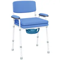 HOMCOM Scaun Comod 5 în 1 pentru Vârstnici și Persoane cu Dizabilități pentru WC și Duș, Înălțime Reglabilă și Recipient Detașabil, Albastru deschis | Aosom Romania