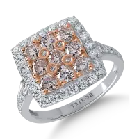 Inel din aur alb-roz cu diamante roz de 1.01ct si diamante transparente de 0.57ct
