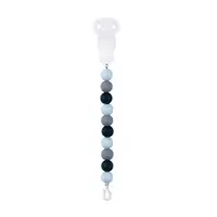 Clema pentru suzeta, Nattou, 100% silicon fara BPA, Cu sistem de prindere la suzeta, Cu margele, 30x7x18 cm, Albastru