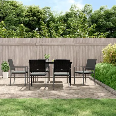 vidaXL Scaune de grădină cu perne 6 buc. negru 54x62,5x89 cm poliratan