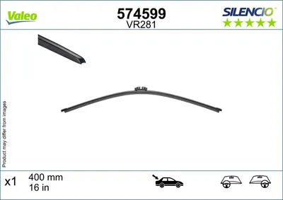 Lama stergator spate (1buc) Silencio 400mm potrivit VOLVO C30; BMW X7 (G07); CITROEN C5 II; OPEL VECTRA C GTS; SKODA FABIA II, OCTAVIA II; VW MULTIVAN T5, TOURAN 08.02