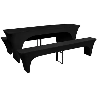 Set huse pentru masa de bere si bancute, 220x70x80 cm, negru, 3 buc.