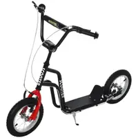 HOMCOM Trotinetă Copii Ghidon Reglabil Scooter Trotinetă Urbană Copii Kickboard cu Roți Gonflabile de 12 Inch pentru Copii de la 5 Ani Negru 120 x 58 x 75-80 cm | Aosom Romania