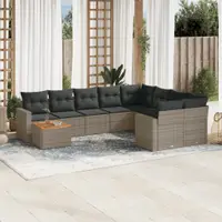 Gossi set mobilier de gradina cu perne, 10 piese, gri, poliratan
