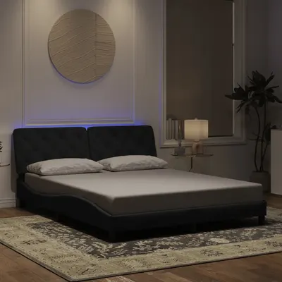 vidaXL Cadru de pat cu LED fără saltea, negru, 160x200 cm, catifea