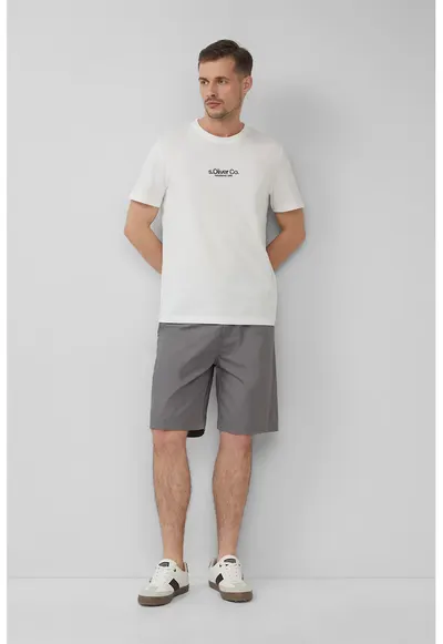 Bermude relaxed fit din bumbac cu snur de ajustare - Gri inchis