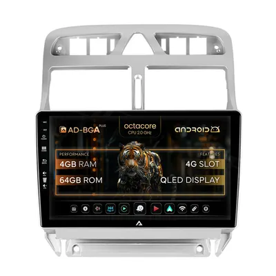 Navigatie Peugeot 307, Android, A-Octacore 4GB RAM + 64GB ROM, 9 Inch - AD-BGA9004+AD-BGRKIT266