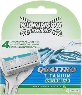 Wilkinson Sword Quattro Lame de ras de schimb Titanium Sensitive, 4 buc