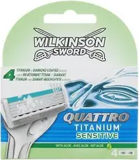Wilkinson Sword Quattro Lame de ras de schimb Titanium Sensitive, 4 buc