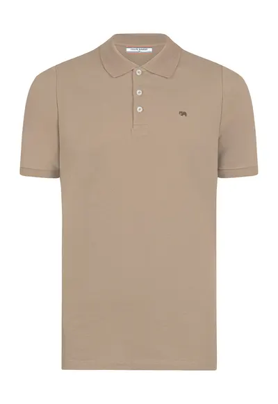Tricou cu guler polo si model uni - Bej