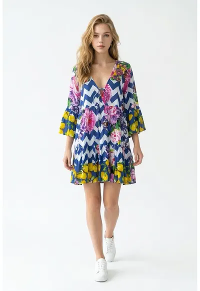 Rochie scurta din bumbac imprimat 11