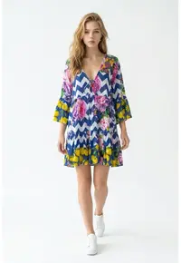 Rochie scurta din bumbac imprimat 11