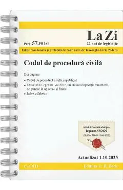 Codul de procedura civila Act. 1 Octombrie 2025 Ed.Spiralata