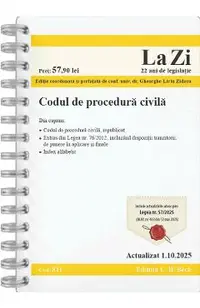 Codul de procedura civila Act. 1 Octombrie 2025 Ed.Spiralata