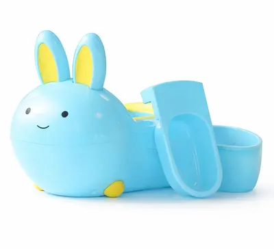 Olita pentru copii Little Mom Rabbit Blue cu baza solida, insert detasabil, picioruse antiaderente, forma ergonomica