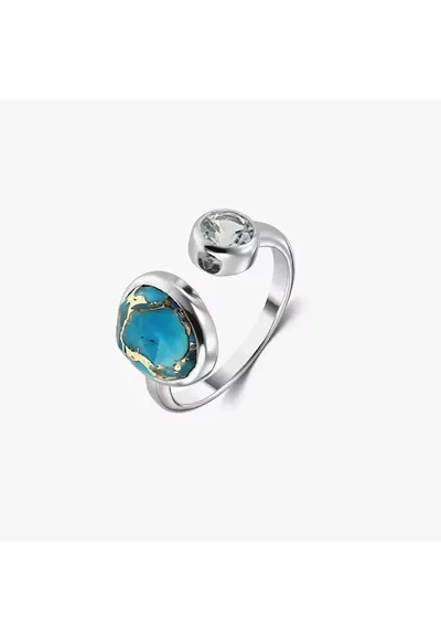 Inel din argint Kaylee – Topaz Albastru & Turcoaz
