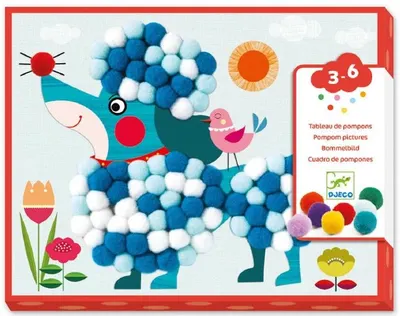 Set de creatie Djeco - Colaj cu pompoane