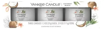 Yankee Candle Set Coconut Beach - Lumânare parfumată, 3 х 37 g