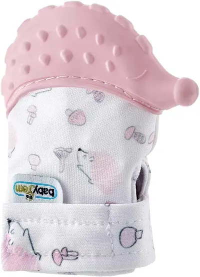 Mănușă de dentiție BabyJem - Arici, roz
