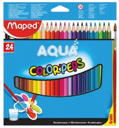 Creioane acuarela Maped Color Peps - 24 culori + pensula