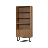 Biblioteca REA, nuc + negru, 80x36x182 cm