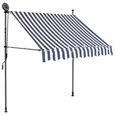 vidaXL Copertină retractabilă manual cu LED, albastru & alb, 100 cm