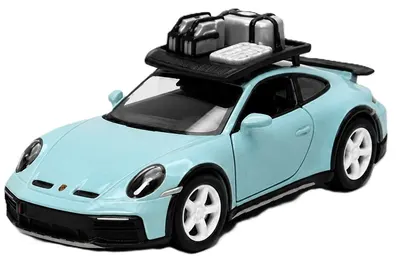 Mașinuță metalică Kinsmart - Porsche 911 GT2 RS, cu portbagaj, 1:36, albastru deschis